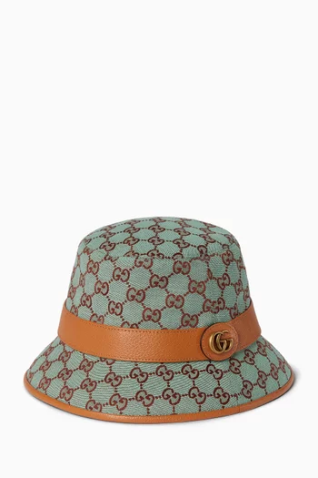 قبعة باكيت بشعار الماركة قنب بنقشة حرفي GG‏