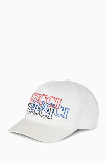 Interlinking Embroidered-logo Baseball Hat in Canvas