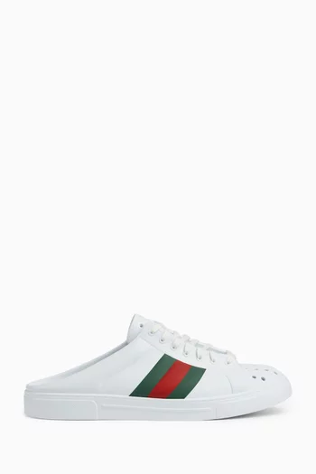 Gucci Ace Mules with Web in Rubber