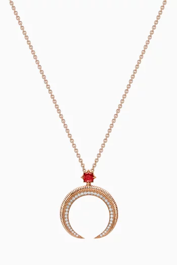 Colours Of Love Hilal Crescent Ruby & Diamond Pendant Necklace in 18kt Rose Gold