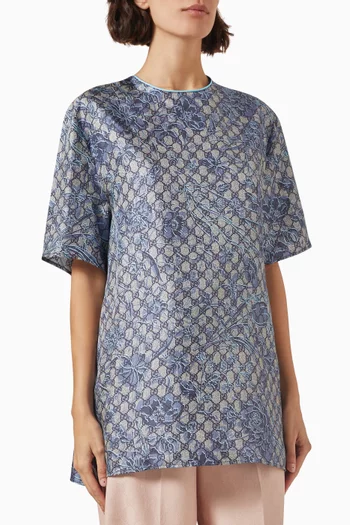 Flora GG Monogram Top in Silk-jacquard