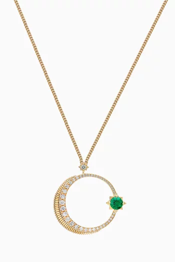 Colours of Love Baby Hilal Diamond & Emerald Pendant Necklace in 18kt Yellow Gold