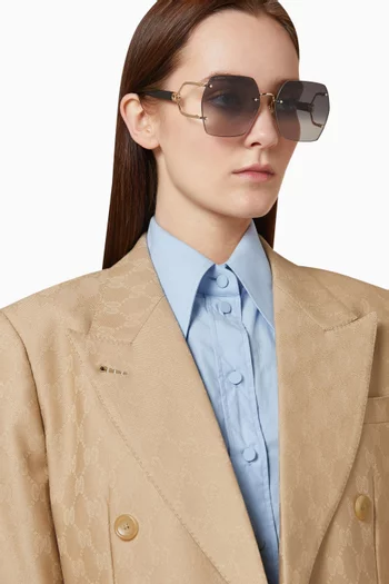 Square Sunglasses in Metal and Recycled Acetate