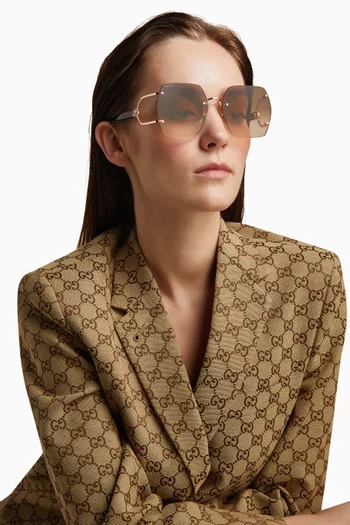 Square Sunglasses in Metal and Recycled Acetate