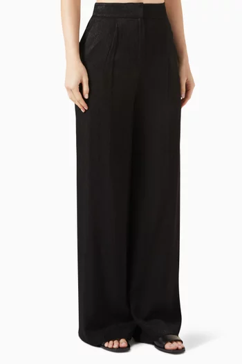 Pleated Wide-leg Pants in Satin