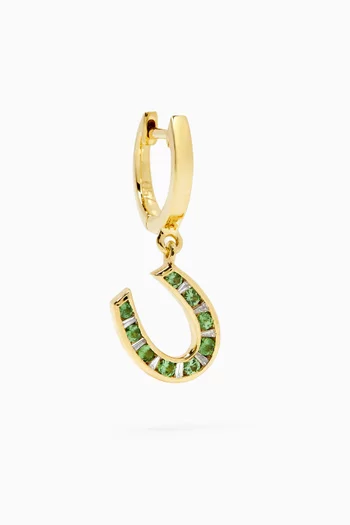 Horseshoe Emerald & Diamond Single Earring in 18kt Gold