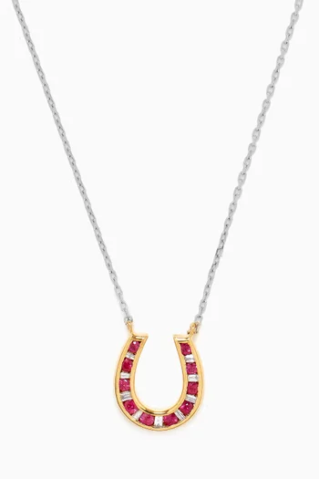 Horseshoe Diamond & Ruby Necklace in 18kt Gold