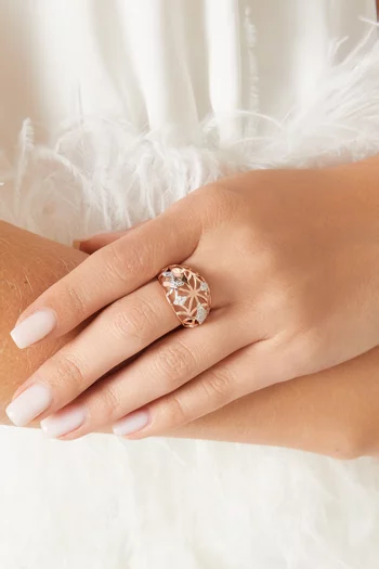Retro Diamond & Enamel Letter 'H' Ring in 18kt Rose Gold