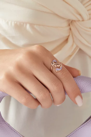 Retro Diamond & Enamel Letter 'S' Ring in 18kt Rose Gold