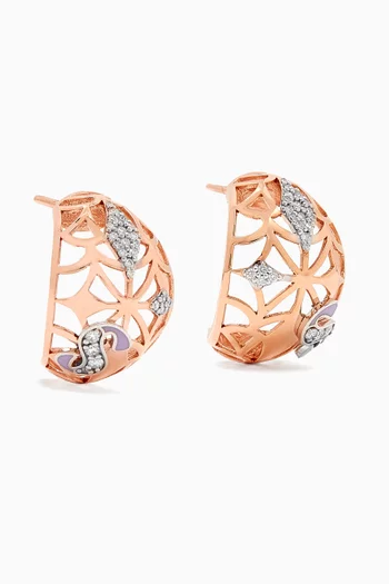Retro Diamond & Enamel Letter 'S' Earrings in 18kt Rose Gold