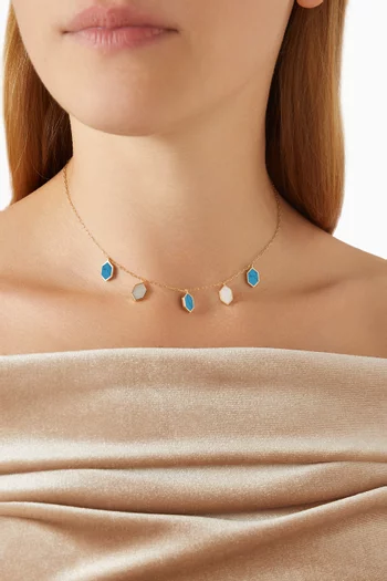 Joyful Turquoise & Pearl Choker in 18kt Gold