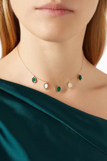 Joyful Malachite & Pearl Choker in 18kt Gold