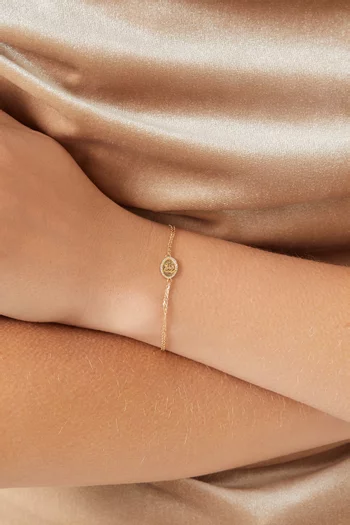 Tiny Medallion Diamond Allah Bracelet in 18kt Gold