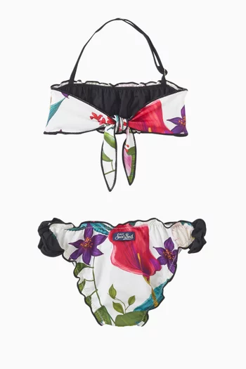 لباس سباحة من قطعتين بنقشة زهور نايلون مطاطي
