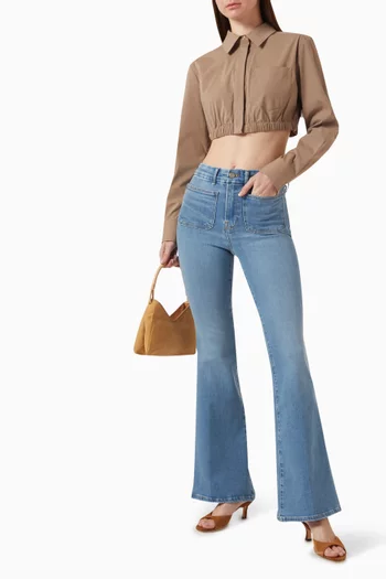 Cropped Shirt in Cotton-poplin