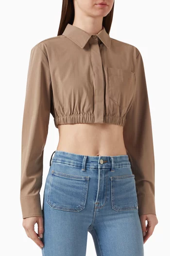 Cropped Shirt in Cotton-poplin
