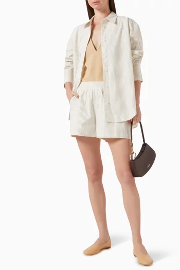 Stripe Oversized Shirt in Cotton-poplin