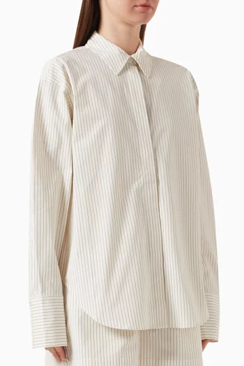 Stripe Oversized Shirt in Cotton-poplin