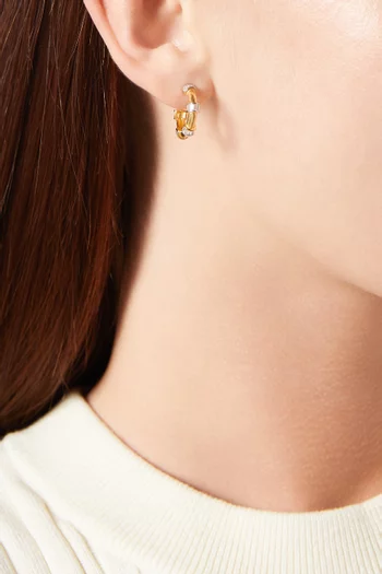 Baguette Crystal Hoop Earrings in 24kt Gold-plated Sterling Silver