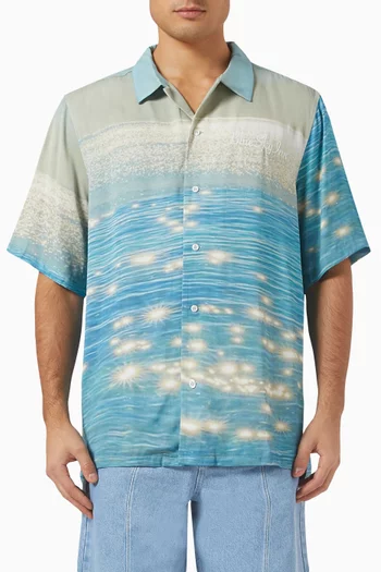 قميص بطبعة انعكاس الشمس على المحيط فيسكوز عضوي