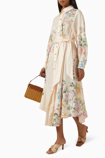 Halliday Belted Shirt Dress in Linen