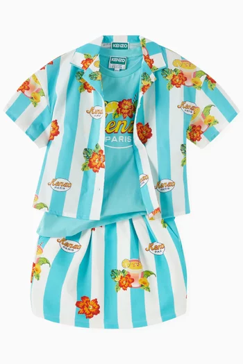 Boke-flower Print Shirt in Cotton Poplin