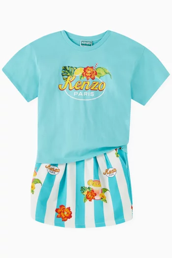 Boke-flower Print Skirt in Cotton