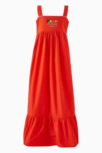 Logo Patch Flared Dress in Cotton