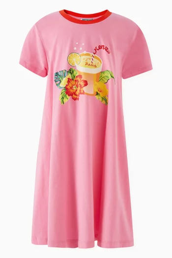 Graphic Logo Print Dress in Organic Cotton