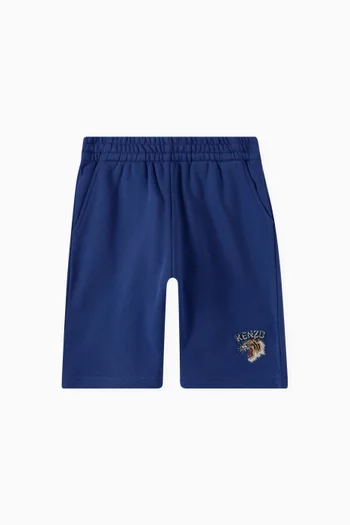 Tiger Head Bermuda Shorts in Cotton
