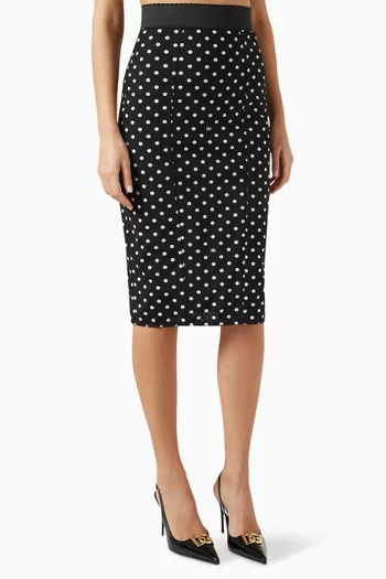 Polka-dot Pencil Skirt in Stretch Nylon