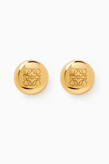 Anagram Pebble Stud Earrings in Gold-tone Sterling Silver