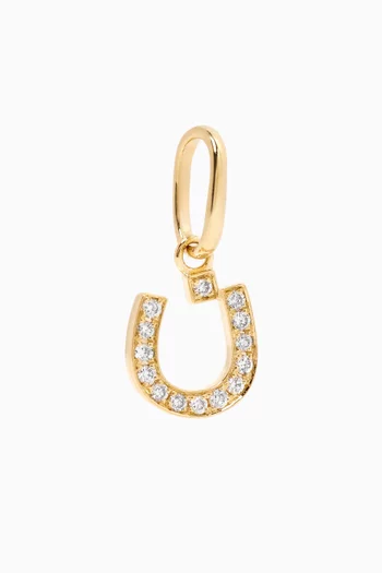 Arabic Single Initial Charm 'N' in Diamonds and 18kt Gold
