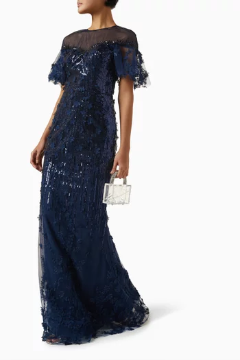 Sequin-embellished Illusion Gown