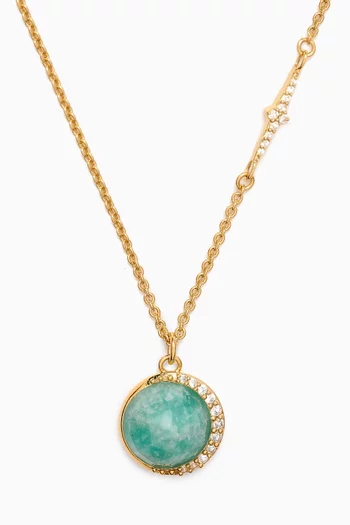 Large Luna Amazonite Pendant Necklace in 18kt Gold Vermeil
