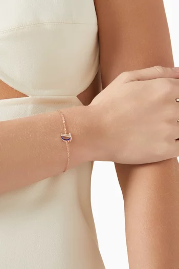 Retro Diamond & Enamel Letter 'D' Bracelet in 18kt Rose Gold