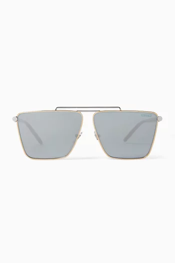 Greca Square Sunglasses in Metal
