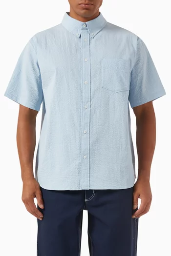 Short-sleeve Button-down Shirt in Seersucker