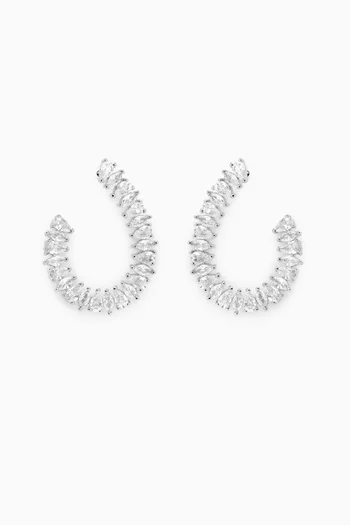 Pear Marquis Curved Earrings in Rhodium-plated Brass