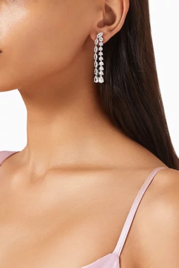 أقراط متدلية مرصعة بأحجار بتصميم ماركيز نحاس مطلي بالروديوم