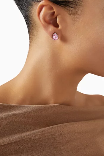 Pear-cut CZ Stud Earrings in Rhodium-plated Brass