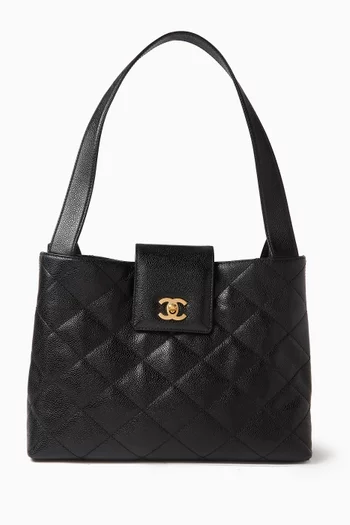 Top-handle Shoulder Bag in Caviar Leather