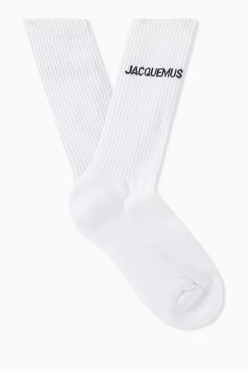 Logo-embroidered Socks in Cotton