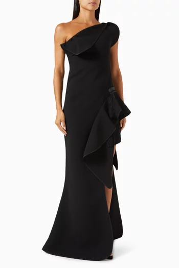 Provenance One-shoulder Fringe Gown