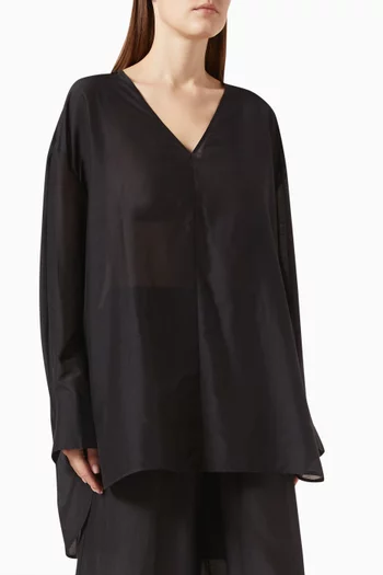 Oversized High-low Blouse in Cotton-silk