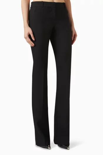 Tailored Bootcut Pants in Wool Gabardine