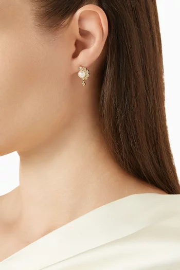 Martha N°2 Diamond & Freshwater Pearl Earrings in 9kt Gold