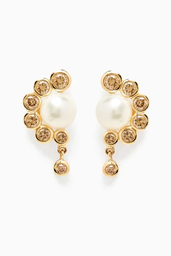 Martha N°2 Diamond & Freshwater Pearl Earrings in 9kt Gold