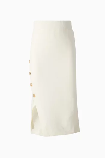Embellished Button Skirt in Cotton
