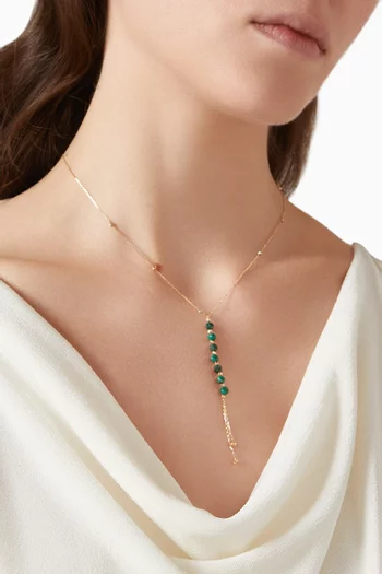 Lilian Beaded Lariat Necklace in 18kt Gold